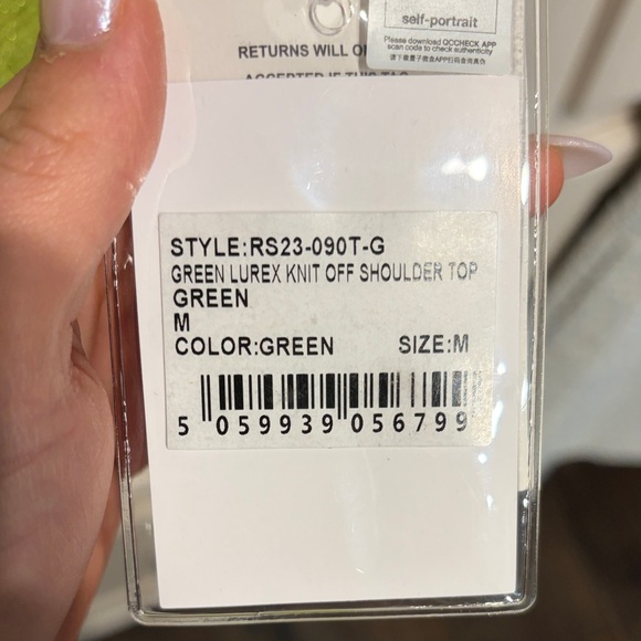 Self-Portrait Neon Lime Off-Shoulder Ribbed Crop Top - Picture 2 of 4